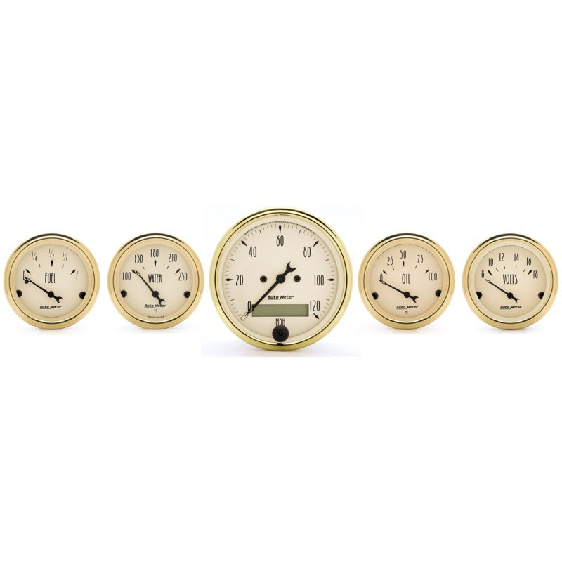 AutoMeter Gauge Kit 5 Pc. 3-1/8in. & 2-1/16in. Elec. Speedometer Golden Oldies AutoMeter Gauge Kit 5 Pc. 3-1/8in. & 2-1/16in. Elec. Speedometer Golden Oldies