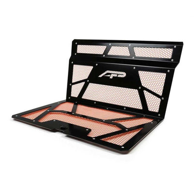 Agency Power 14-18 Polaris RZR XP 1000 / XP Turbo Vented Engine Cover - Gloss Black/Orange Mesh