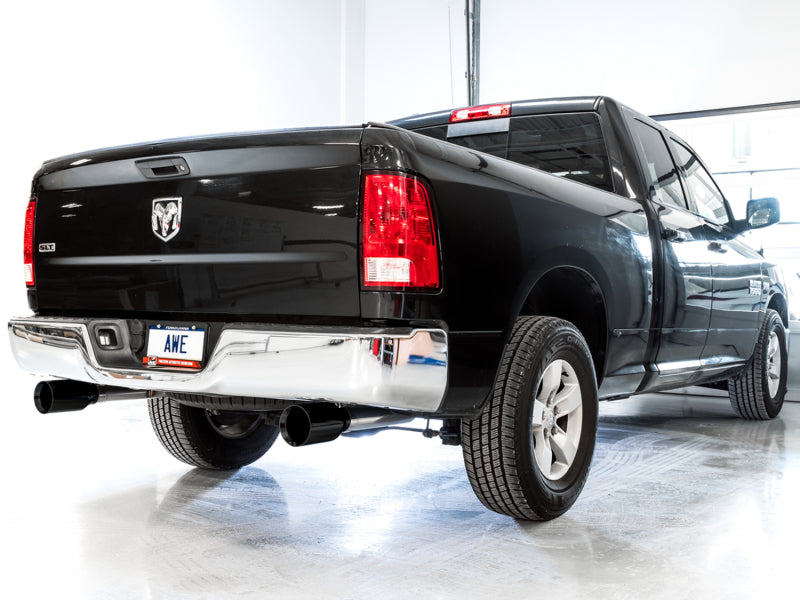 AWE Tuning 09-18 RAM 1500 5.7L (w/o Cutout) 0FG Dual Rear Exit Cat-Back Exhaust - Diamond Black Tips AWE Tuning 09-18 RAM 1500 5.7L (w/o Cutout) 0FG Dual Rear Exit Cat-Back Exhaust - Diamond Black Tips
