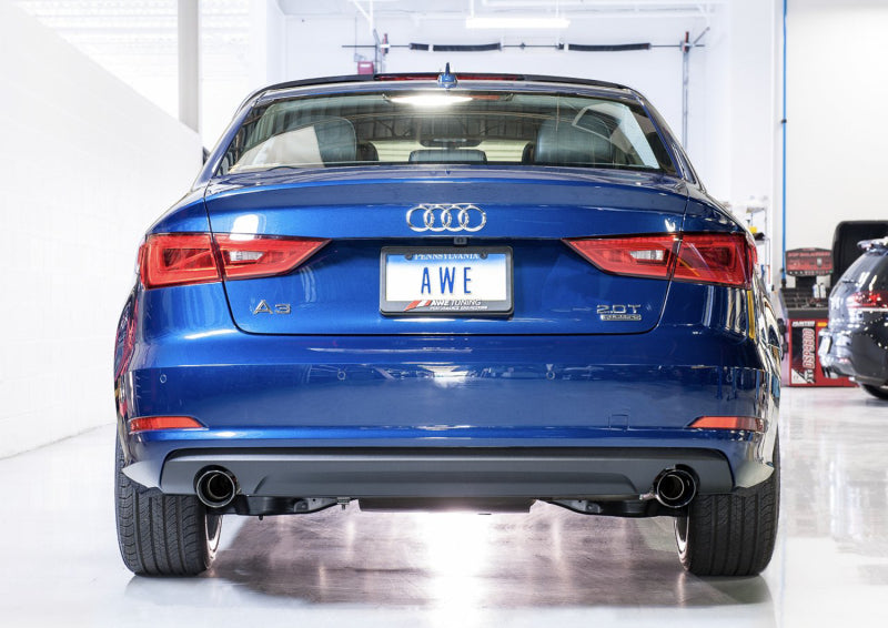 AWE Tuning Audi 8V A3 Touring Edition Exhaust - Dual Outlet Chrome Silver 90 mm Tips AWE Tuning Audi 8V A3 Touring Edition Exhaust - Dual Outlet Chrome Silver 90 mm Tips