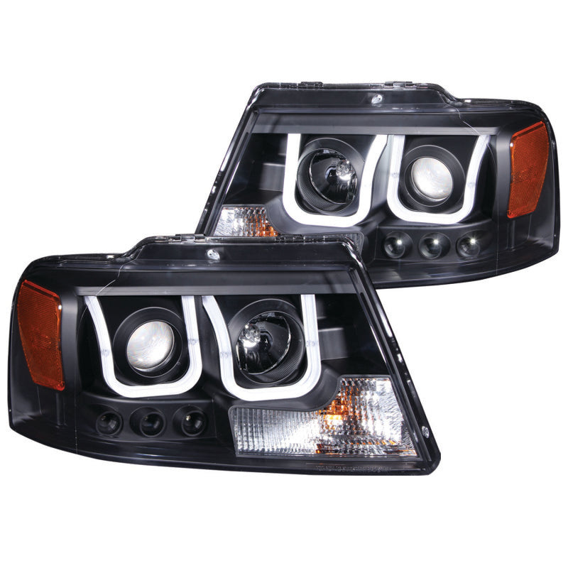 ANZO 2004-2008 Ford F-150 Projector Headlights w/ U-Bar Black ANZO 2004-2008 Ford F-150 Projector Headlights w/ U-Bar Black