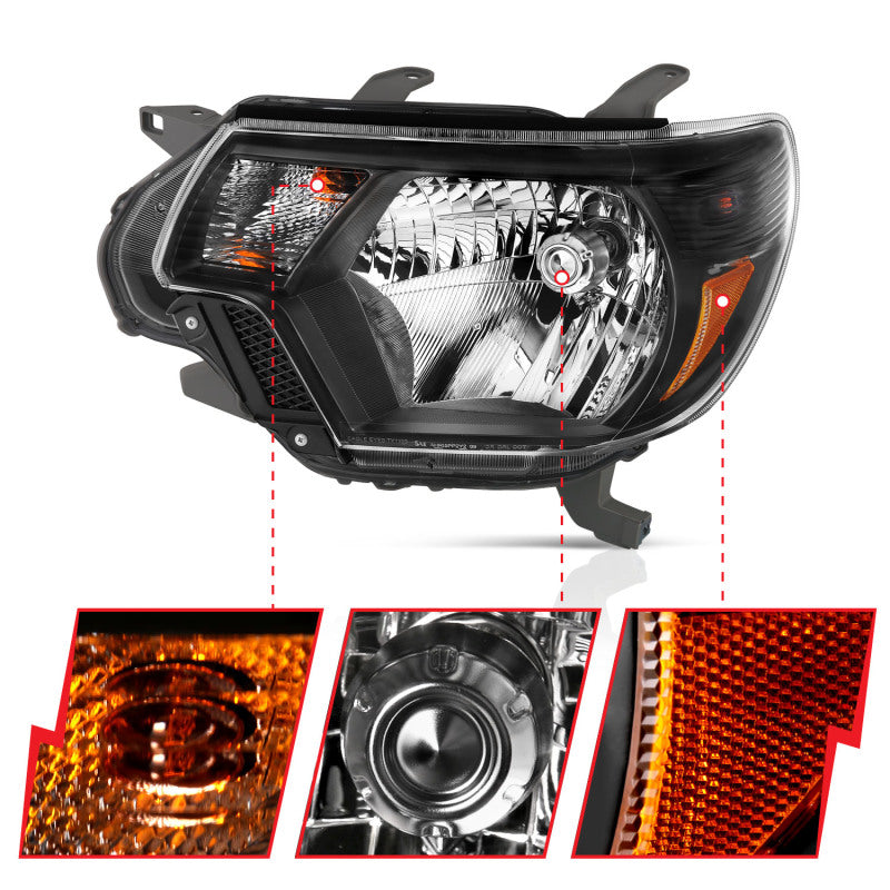 ANZO 2012-2015 Toyota Tacoma Crystal Headlights Black ANZO 2012-2015 Toyota Tacoma Crystal Headlights Black