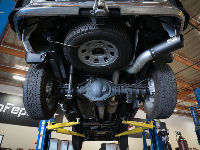 aFe Large Bore-HD 5 IN 409 SS DPF-Back Exhaust System w/Black Tip 20-21 GM Truck V8-6.6L aFe Large Bore-HD 5 IN 409 SS DPF-Back Exhaust System w/Black Tip 20-21 GM Truck V8-6.6L