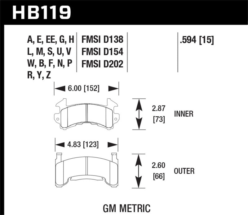 Hawk GM Metric DTC-70 Race Brake Pads w/.0594 Thickness Hawk GM Metric DTC-70 Race Brake Pads w/.0594 Thickness