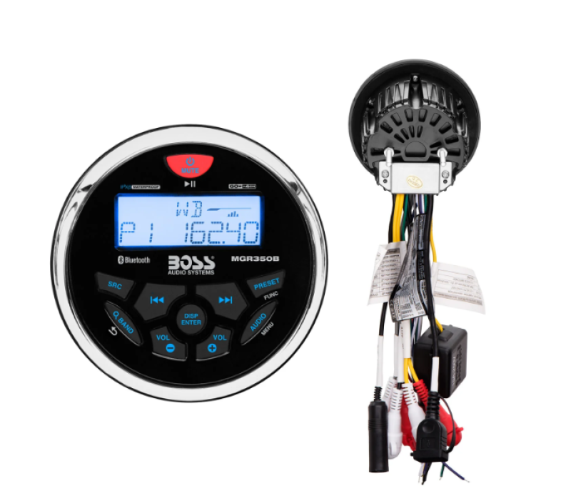 Boss Audio Systems Marine Gauge Receiver / Bluetooth / No CD / USB / AM FM Boss Audio Systems Marine Gauge Receiver / Bluetooth / No CD / USB / AM FM