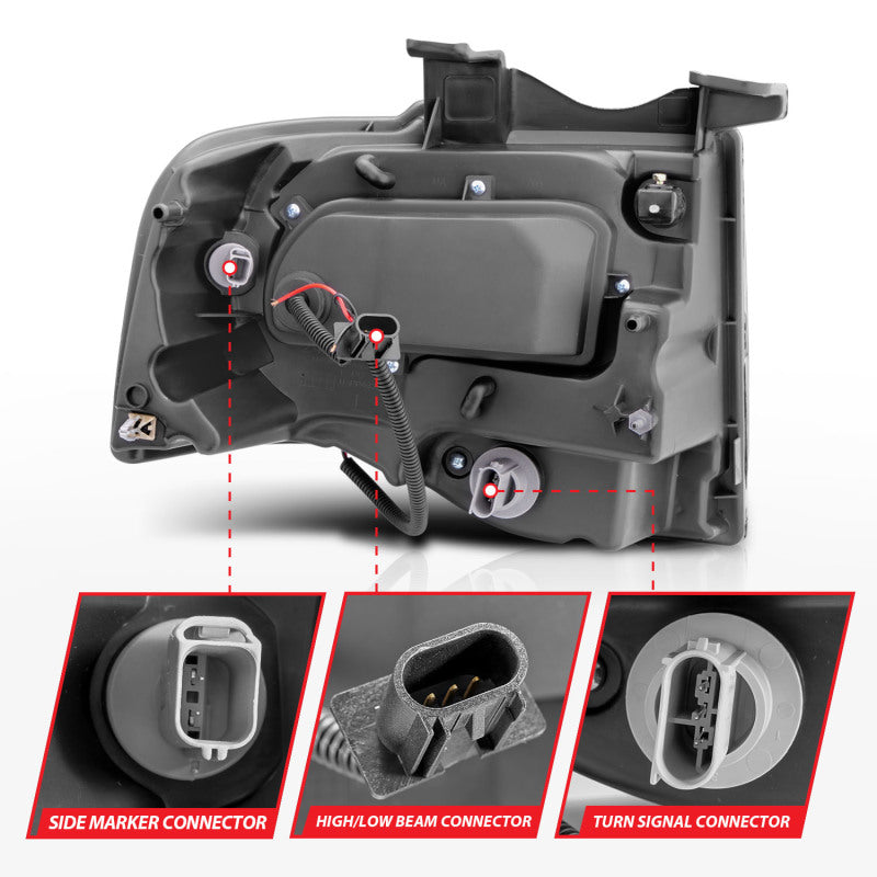 ANZO 2007-2014 Ford Expedition Projector Headlights w/ Halo Black ANZO 2007-2014 Ford Expedition Projector Headlights w/ Halo Black