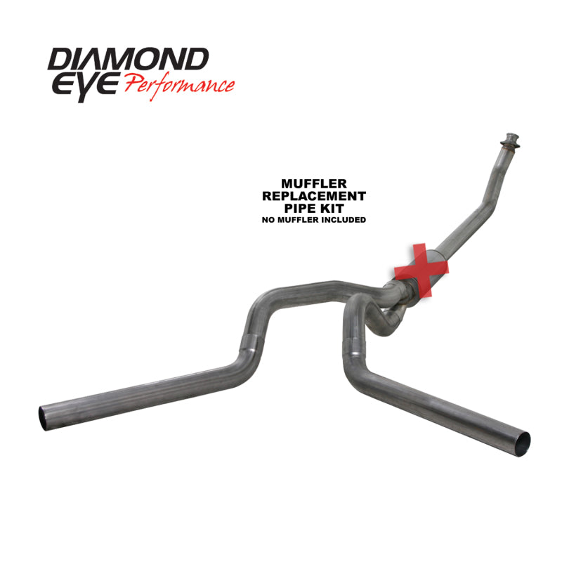 Diamond Eye KIT 4in TB MFLR RPLCMENT PIPE DUAL SS: 94-02 DODGE CUMMINS 5.9L Diamond Eye KIT 4in TB MFLR RPLCMENT PIPE DUAL SS: 94-02 DODGE CUMMINS 5.9L