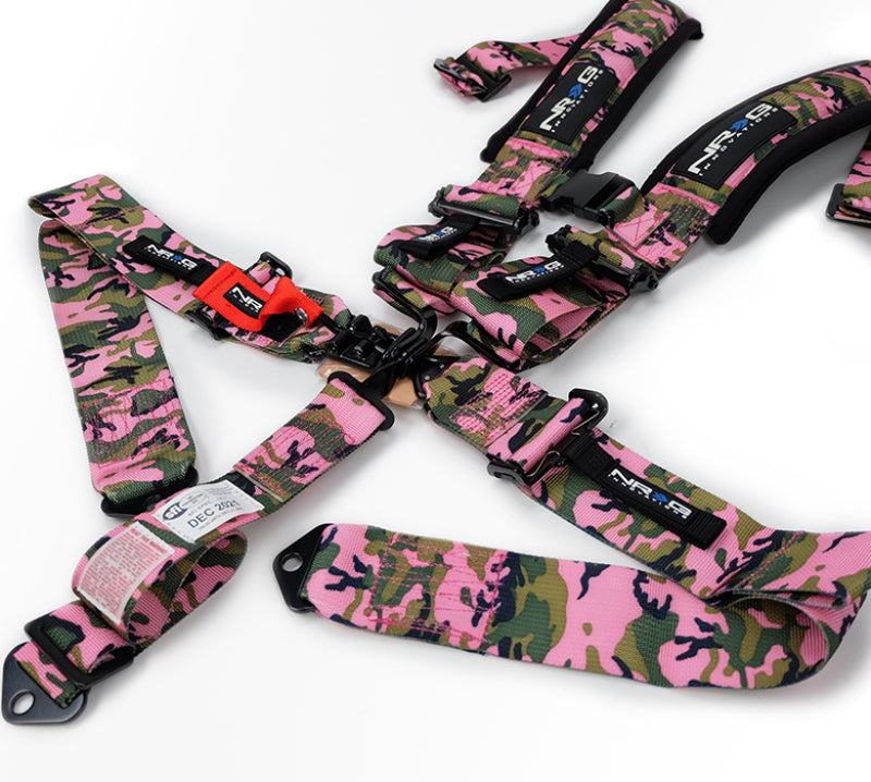 NRG SFI 16.1 5pt 3in. Seat Belt Harness/ Latch Link - Pink Camo NRG SFI 16.1 5pt 3in. Seat Belt Harness/ Latch Link - Pink Camo