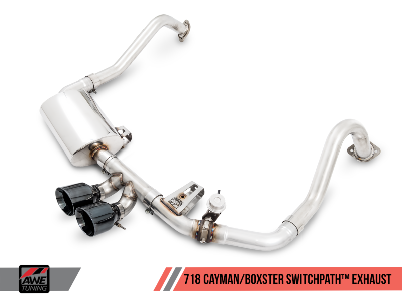 AWE Tuning Porsche 718 Boxster / Cayman SwitchPath Exhaust (PSE Only) - Diamond Black Tips AWE Tuning Porsche 718 Boxster / Cayman SwitchPath Exhaust (PSE Only) - Diamond Black Tips