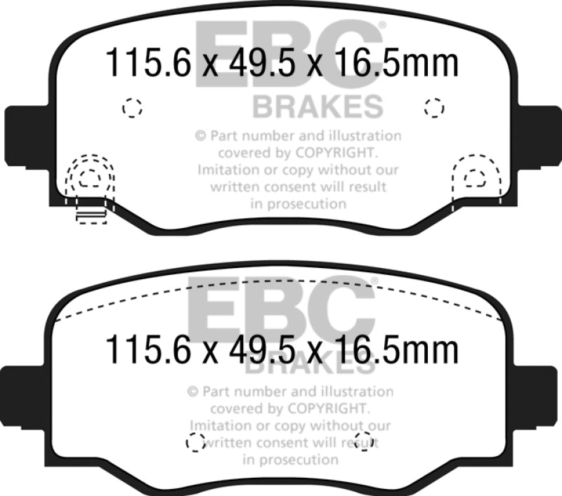 EBC 15+ Fiat 500X 1.4 Turbo Yellowstuff Rear Brake Pads EBC 15+ Fiat 500X 1.4 Turbo Yellowstuff Rear Brake Pads