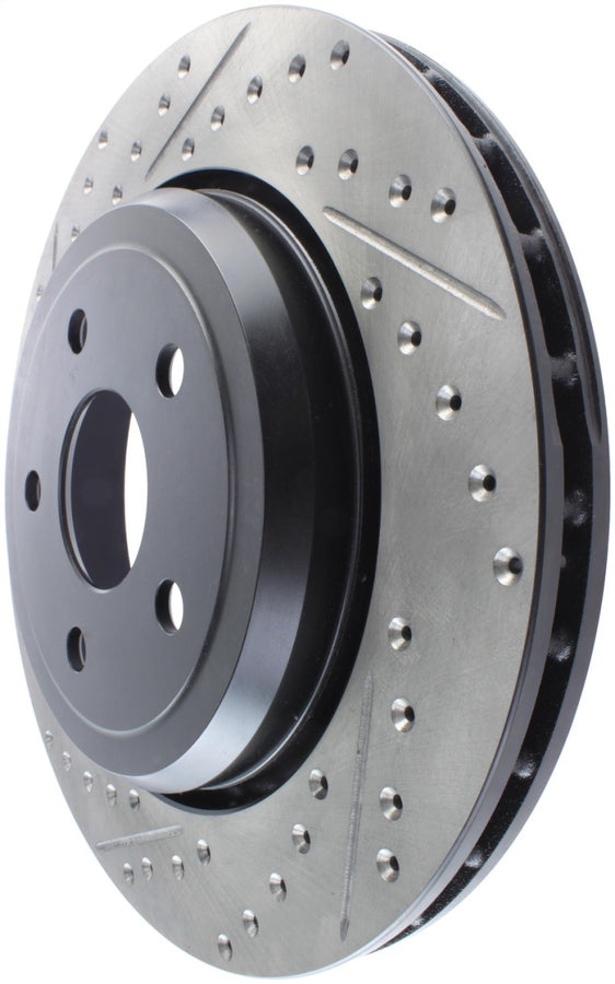 StopTech 12-15 Jeep Cherokee SRT8 Sport Slotted & Drilled Rear Passenger Side Rotor StopTech 12-15 Jeep Cherokee SRT8 Sport Slotted & Drilled Rear Passenger Side Rotor