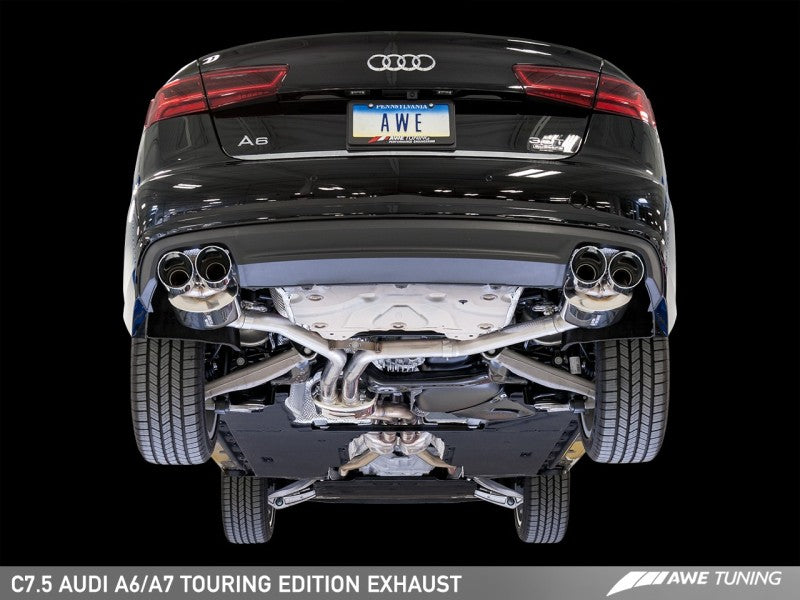 AWE Tuning Audi C7.5 A6 3.0T Touring Edition Exhaust - Quad Outlet Chrome Silver Tips AWE Tuning Audi C7.5 A6 3.0T Touring Edition Exhaust - Quad Outlet Chrome Silver Tips