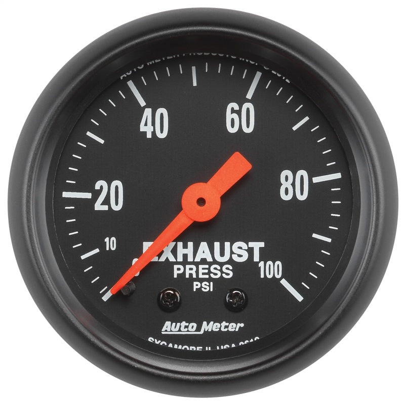 Autometer Z Series 2-1/16in 0-100 PSI Mechanical Exhaust Pressure Gauge Autometer Z Series 2-1/16in 0-100 PSI Mechanical Exhaust Pressure Gauge