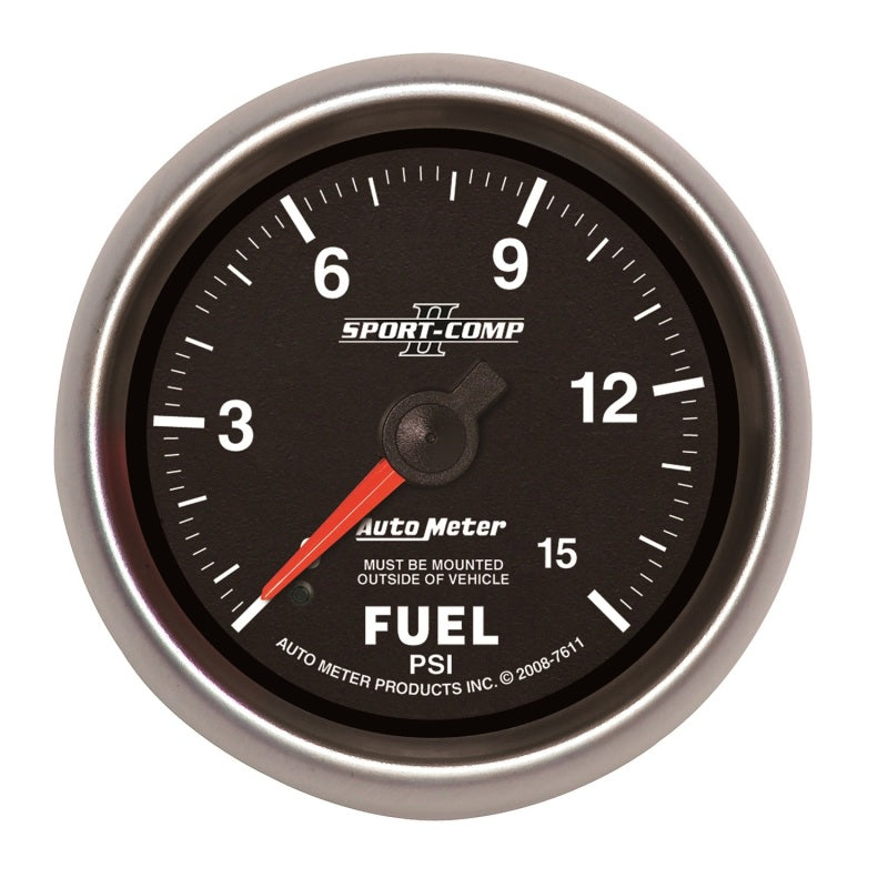 Autometer Sport-Comp II 2-5/8in Mechanical 15PSI Fuel Pressure Gauge Autometer Sport-Comp II 2-5/8in Mechanical 15PSI Fuel Pressure Gauge
