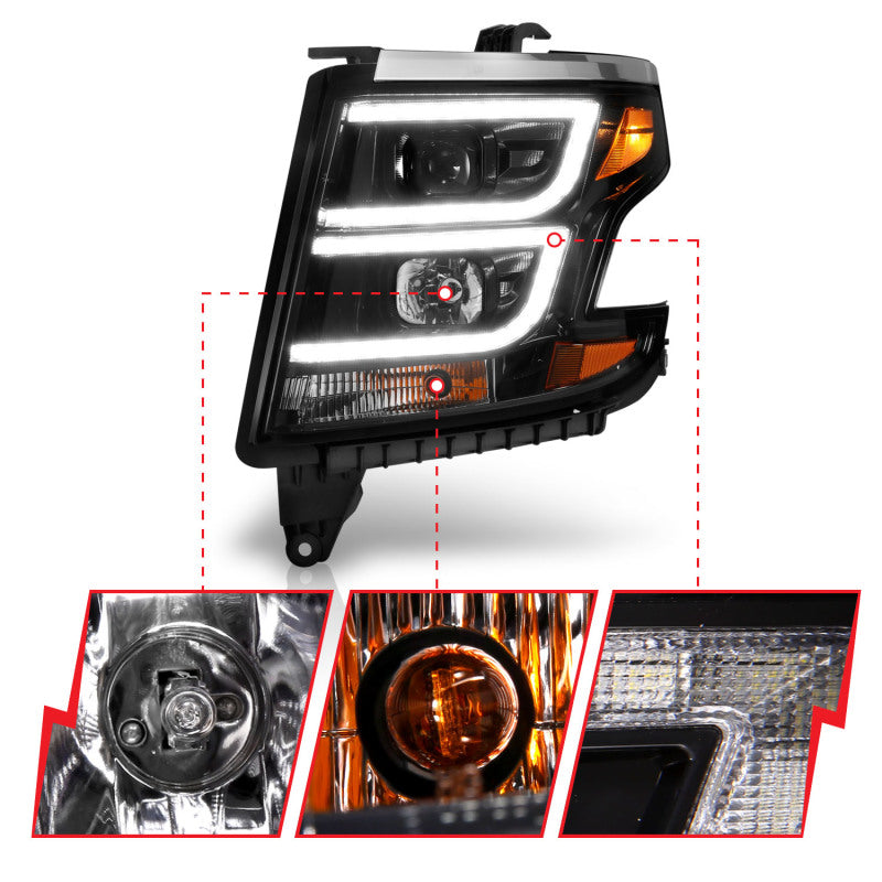 ANZO 2015-2020 Chevy Tahoe Projector Headlights Plank Style Black w/DRL ANZO 2015-2020 Chevy Tahoe Projector Headlights Plank Style Black w/DRL