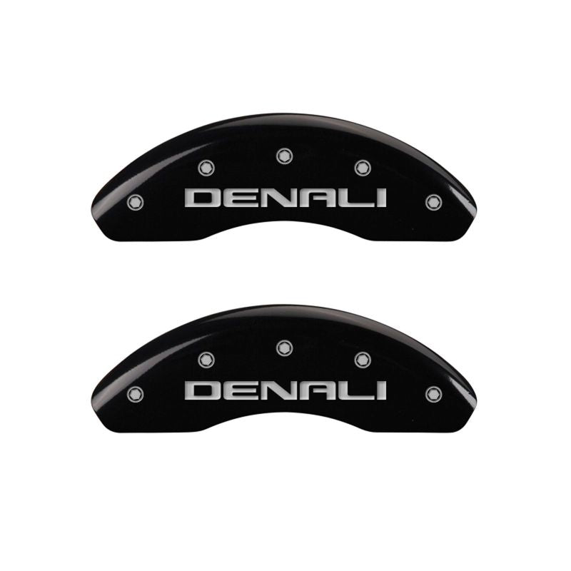MGP 4 Caliper Covers Engraved Front & Rear Denali Black finish silver ch MGP 4 Caliper Covers Engraved Front & Rear Denali Black finish silver ch