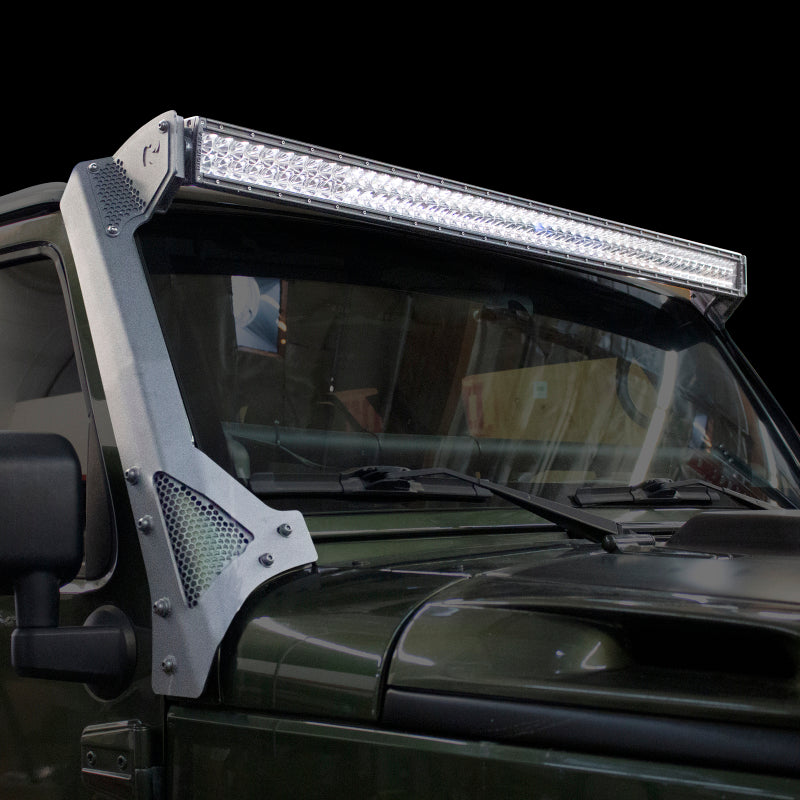 Go Rhino 07-18 Jeep Wrangler JK/JKU (Ex Mjve/392/4xe) Windshield Light Bar Mount Brkt - 50in Sgl Row Go Rhino 07-18 Jeep Wrangler JK/JKU (Ex Mjve/392/4xe) Windshield Light Bar Mount Brkt - 50in Sgl Row