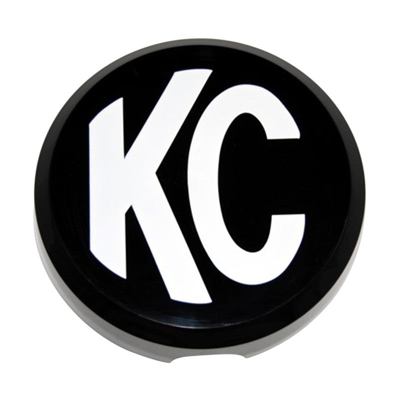 KC HiLiTES 6in. Round Hard Cover for Daylighter/SlimLite/Pro-Sport (Single) - Black w/White KC Logo KC HiLiTES 6in. Round Hard Cover for Daylighter/SlimLite/Pro-Sport (Single) - Black w/White KC Logo
