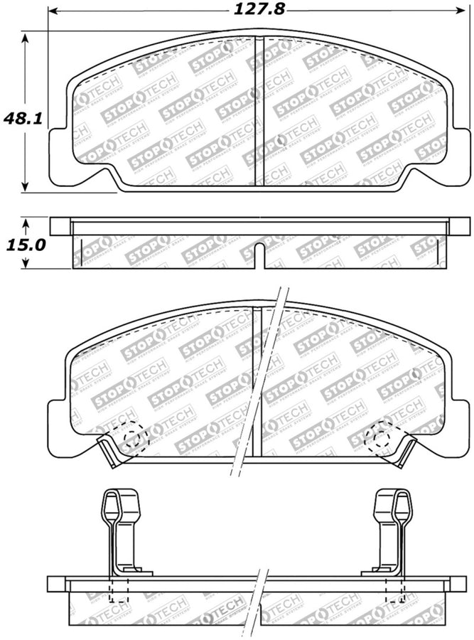 StopTech Street Touring 93-00 Honda Civic DX w/ Rr Drum Brakes Front Brake Pads StopTech Street Touring 93-00 Honda Civic DX w/ Rr Drum Brakes Front Brake Pads