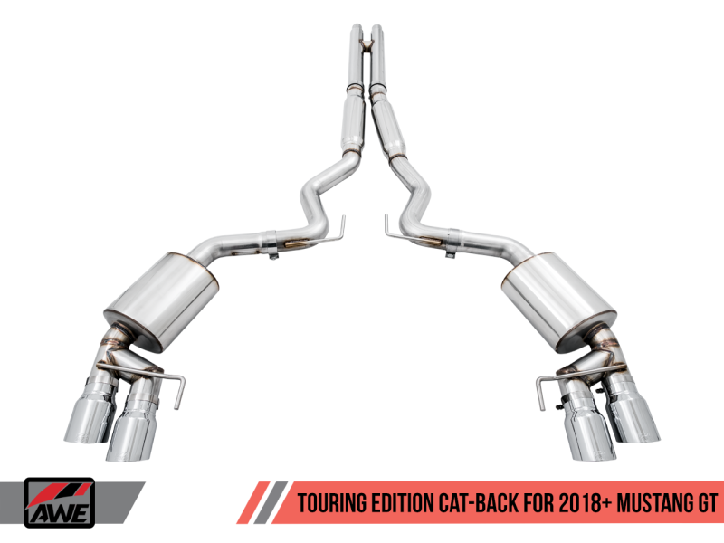 AWE Tuning 2018+ Ford Mustang GT (S550) Cat-back Exhaust - Touring Edition (Quad Chrome Silver Tips) AWE Tuning 2018+ Ford Mustang GT (S550) Cat-back Exhaust - Touring Edition (Quad Chrome Silver Tips)