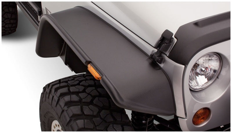 Bushwacker 07-18 Jeep Wrangler Flat Style Flares 2pc - Black Bushwacker 07-18 Jeep Wrangler Flat Style Flares 2pc - Black