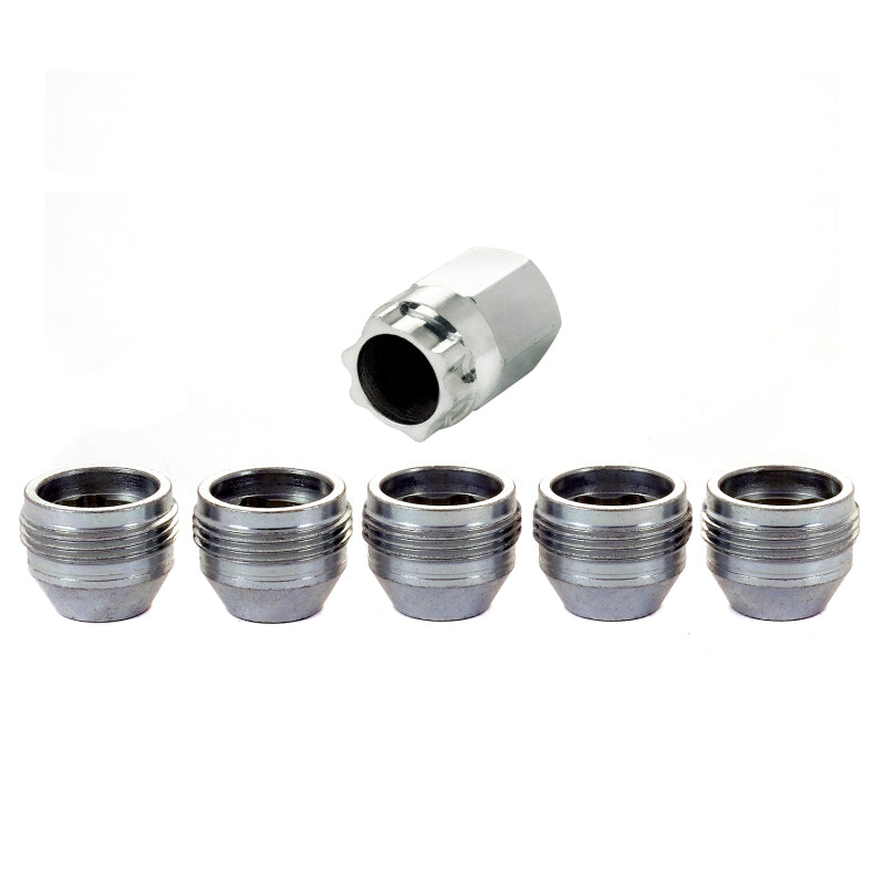 McGard Wheel Lock Nut Set - 5pk. (Under Hub Cap / Cone Seat) M14X.5 / 22mm Hex / .893in. L. - Silver McGard Wheel Lock Nut Set - 5pk. (Under Hub Cap / Cone Seat) M14X.5 / 22mm Hex / .893in. L. - Silver