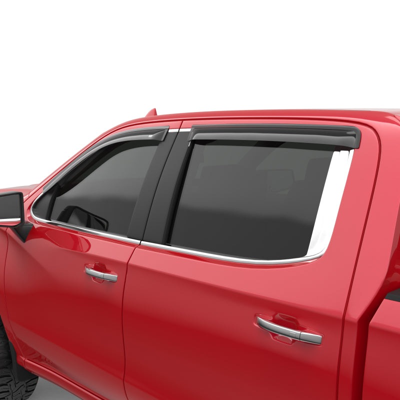 EGR 2019 Chevy 1500 Crew Cab Tape-On Window Visors - Set of 4 Dark Smoke EGR 2019 Chevy 1500 Crew Cab Tape-On Window Visors - Set of 4 Dark Smoke