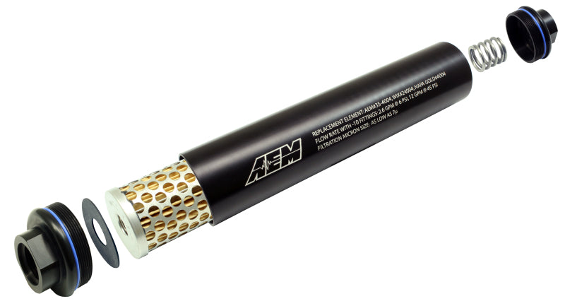 AEM Universal High Flow -10 AN Inline Black Fuel Filter AEM Universal High Flow -10 AN Inline Black Fuel Filter