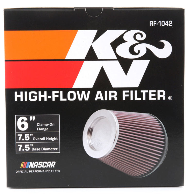 K&N Round Tapered Universal Air Filter 6in Flange ID x 7.5in Base OD x 5in Top OD x 6.5in Height K&N Round Tapered Universal Air Filter 6in Flange ID x 7.5in Base OD x 5in Top OD x 6.5in Height