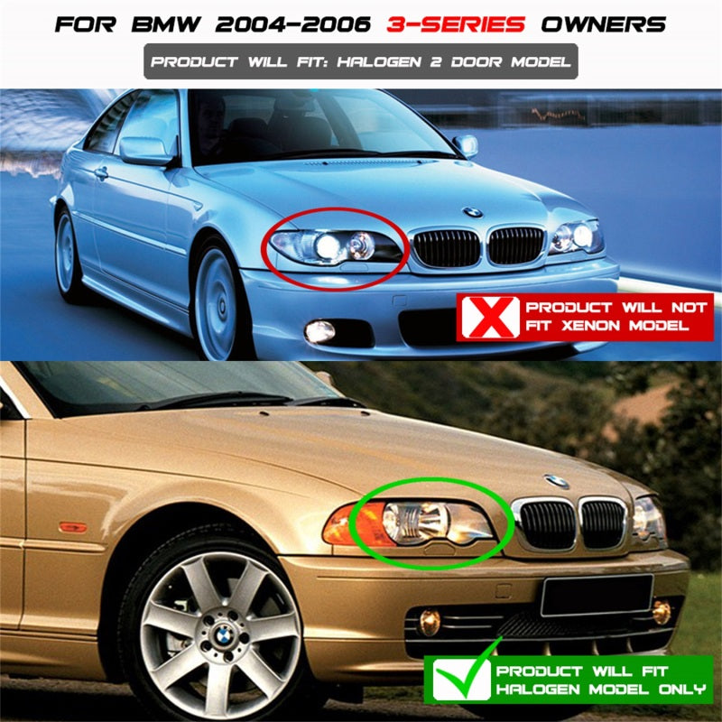 Spyder BMW E46 3-Series 04-06 2 DR Projector Halogen Model- LED Halo Blk PRO-YD-BMWE4604-2DR-HL-BK Spyder BMW E46 3-Series 04-06 2 DR Projector Halogen Model- LED Halo Blk PRO-YD-BMWE4604-2DR-HL-BK