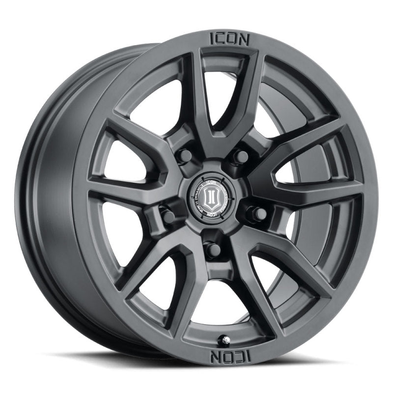 ICON Vector 5 17x8.5 5x5 -6mm Offset 4.5in BS 71.5mm Bore Satin Black Wheel ICON Vector 5 17x8.5 5x5 -6mm Offset 4.5in BS 71.5mm Bore Satin Black Wheel