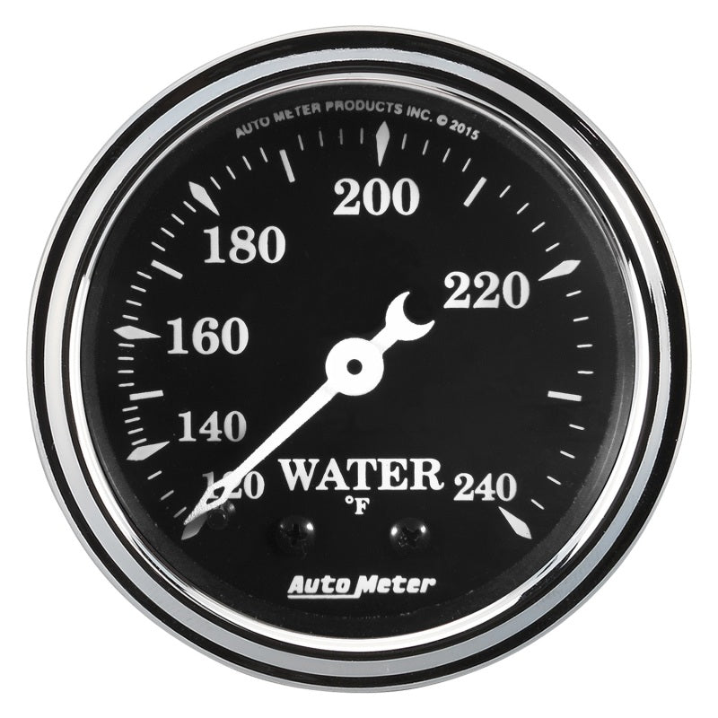Auto Meter Gauge Water Temp 2 1/16in 120-240F Mech Old Tyme Black Auto Meter Gauge Water Temp 2 1/16in 120-240F Mech Old Tyme Black