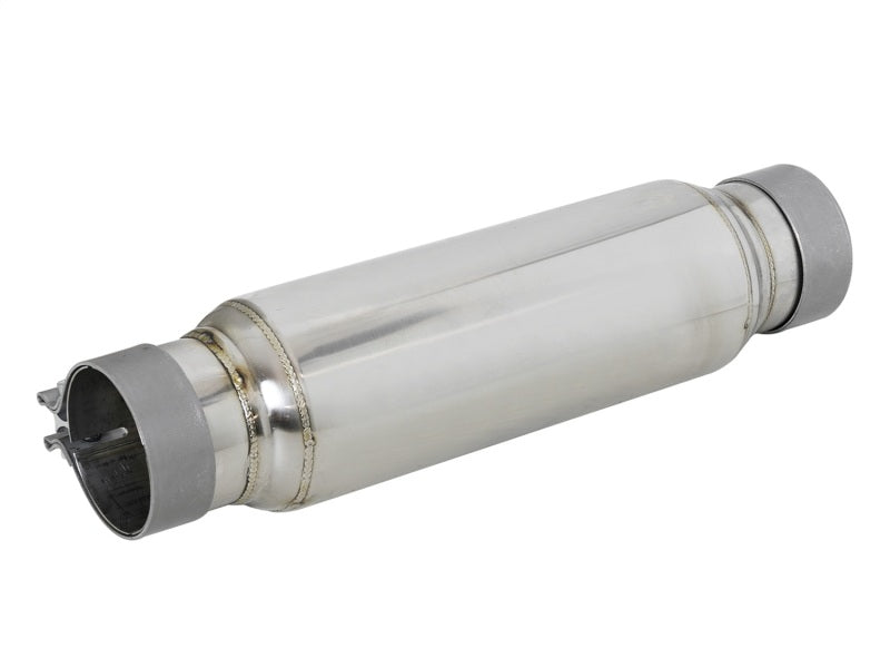 aFe MACH Force-Xp 409 SS Resonator 3in. Inlet/Outlet / 4in. Diameter / 12in. Body / 16in. Length aFe MACH Force-Xp 409 SS Resonator 3in. Inlet/Outlet / 4in. Diameter / 12in. Body / 16in. Length