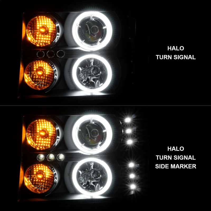 ANZO 2007-2013 Gmc Sierra 1500 Projector Headlights w/ Halo Black ANZO 2007-2013 Gmc Sierra 1500 Projector Headlights w/ Halo Black