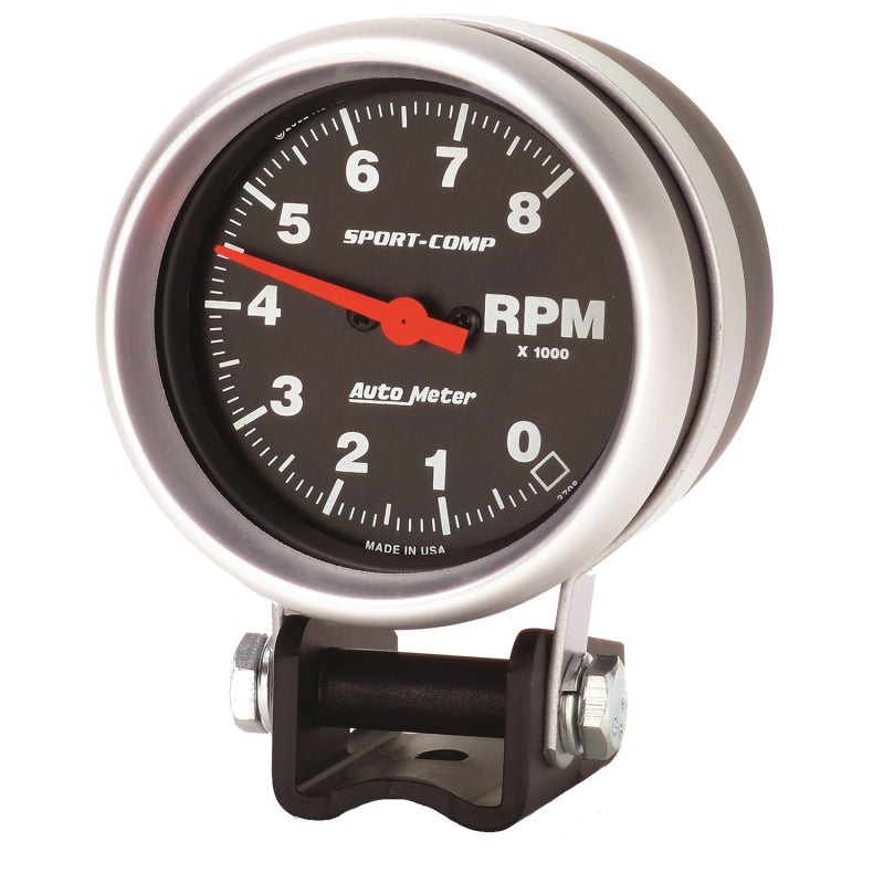 Autometer Standard 2-5/8in 8,000 RPM Pedestal Mount Tachometer Sport Comp Autometer Standard 2-5/8in 8,000 RPM Pedestal Mount Tachometer Sport Comp