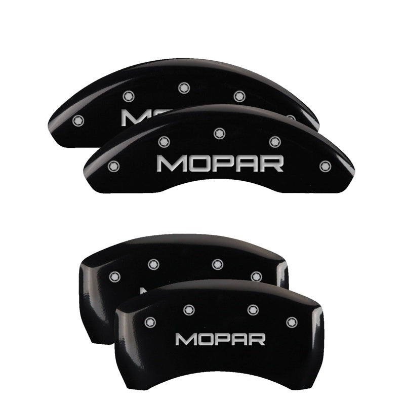 MGP 4 Caliper Covers Engraved Front & Rear MOPAR Black finish silver ch MGP 4 Caliper Covers Engraved Front & Rear MOPAR Black finish silver ch