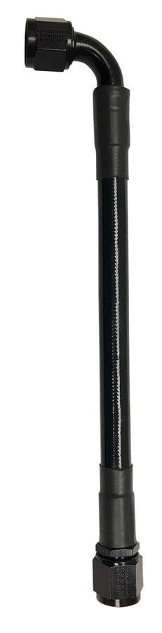 Fragola -6AN Ext Black PTFE Hose Assembly Straight x 90 Degree 12in Fragola -6AN Ext Black PTFE Hose Assembly Straight x 90 Degree 12in