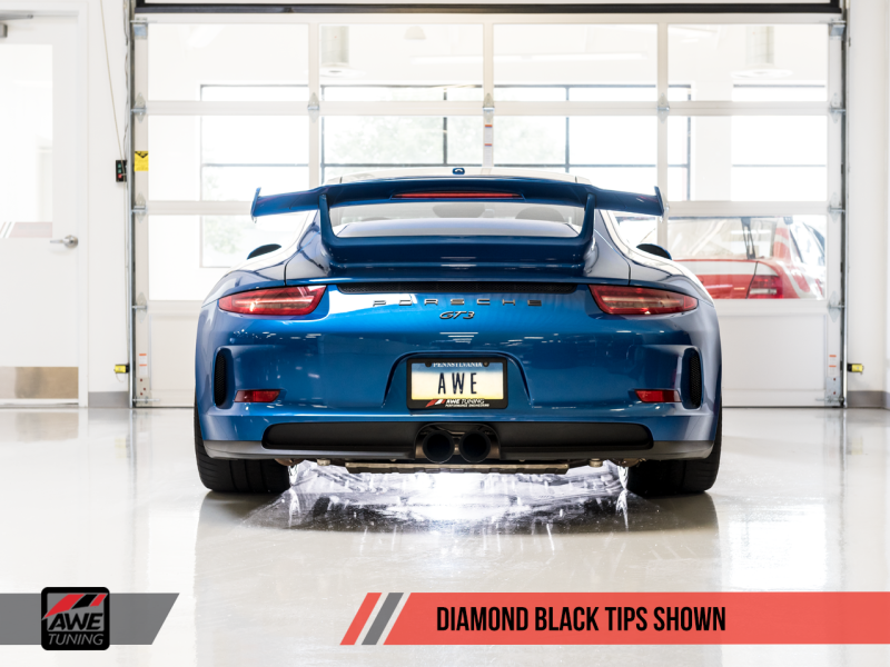 AWE Tuning Porsche 991 GT3 / RS SwitchPath Exhaust - Diamond Black Tips AWE Tuning Porsche 991 GT3 / RS SwitchPath Exhaust - Diamond Black Tips