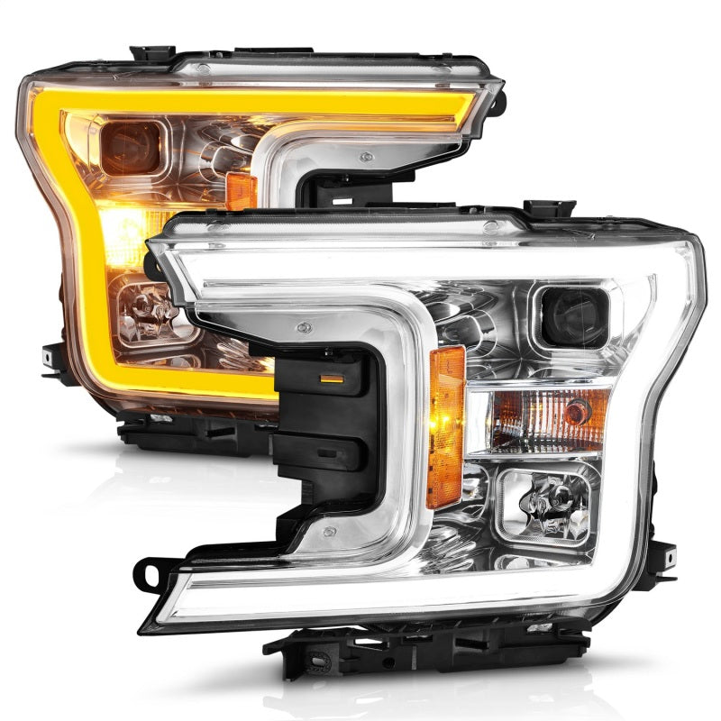 ANZO 2018-2020 Ford F-150 Projector Headlight w/Plank Style Switchback Chrome Housing ANZO 2018-2020 Ford F-150 Projector Headlight w/Plank Style Switchback Chrome Housing