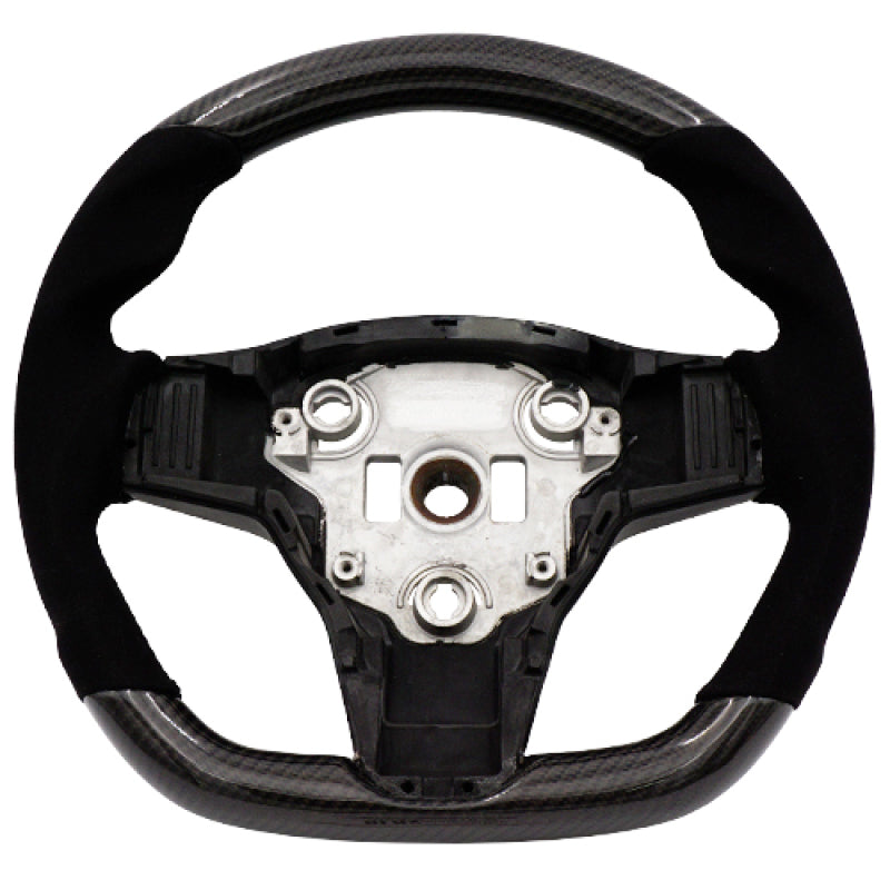 BLOX Racing Tesla Model 3 and Y Carbon/Alcantara Steering Wheel Black Stitching BLOX Racing Tesla Model 3 and Y Carbon/Alcantara Steering Wheel Black Stitching