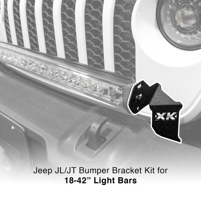 XK Glow Jeep JL JT Front Bumper Light Bar Bracket Kit 20-36In XK Glow Jeep JL JT Front Bumper Light Bar Bracket Kit 20-36In