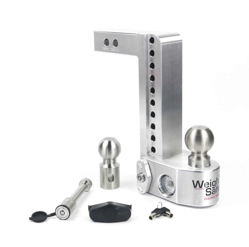 Weigh Safe 10in Drop Hitch w/Built-in Scale & 2in Shank (10K/12.5K GTWR) w/WS05 - Aluminum Weigh Safe 10in Drop Hitch w/Built-in Scale & 2in Shank (10K/12.5K GTWR) w/WS05 - Aluminum