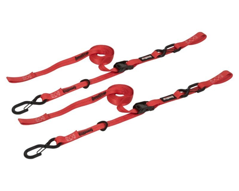 SpeedStrap 1In x 10Ft Cam-Lock Tie Down with Snap S-Hooks Soft-Tie (2 Pack) - Red SpeedStrap 1In x 10Ft Cam-Lock Tie Down with Snap S-Hooks Soft-Tie (2 Pack) - Red