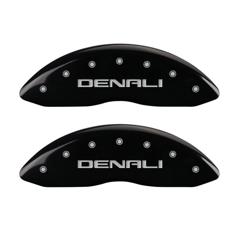 MGP 4 Caliper Covers Engraved Front & Rear Denali Black finish silver ch MGP 4 Caliper Covers Engraved Front & Rear Denali Black finish silver ch