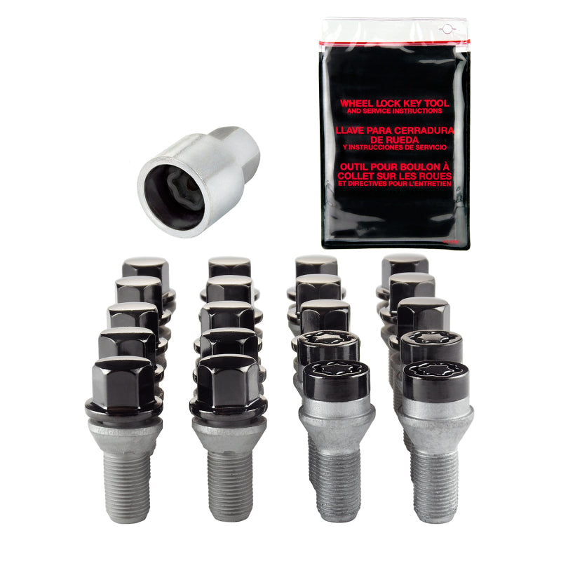 McGard 4 Lug Hex Install Kit w/Locks (Cone Seat Bolt) M12X1.25 / 17mm Hex / 22.0mm Shank L. - Black McGard 4 Lug Hex Install Kit w/Locks (Cone Seat Bolt) M12X1.25 / 17mm Hex / 22.0mm Shank L. - Black