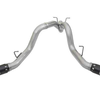 aFe ATLAS 4in DPF-Back Alum Steel Exhaust System w/Dual Exit Black Tip 2017 GM Duramax 6.6L (td)