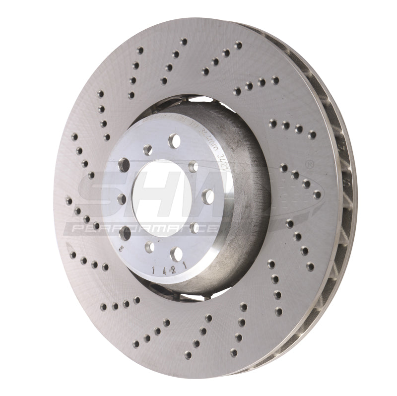 SHW 06-10 BMW M5 5.0L Left Front Cross-Drilled Lightweight Brake Rotor (34112282805) SHW 06-10 BMW M5 5.0L Left Front Cross-Drilled Lightweight Brake Rotor (34112282805)
