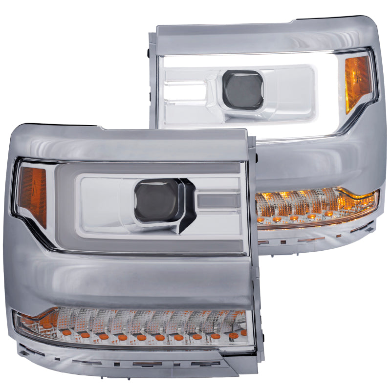 ANZO 16+ Chevy Silverado 1500 Projector Headlights Plank Style Chrome w/Amber/Sequential Turn Signal ANZO 16+ Chevy Silverado 1500 Projector Headlights Plank Style Chrome w/Amber/Sequential Turn Signal