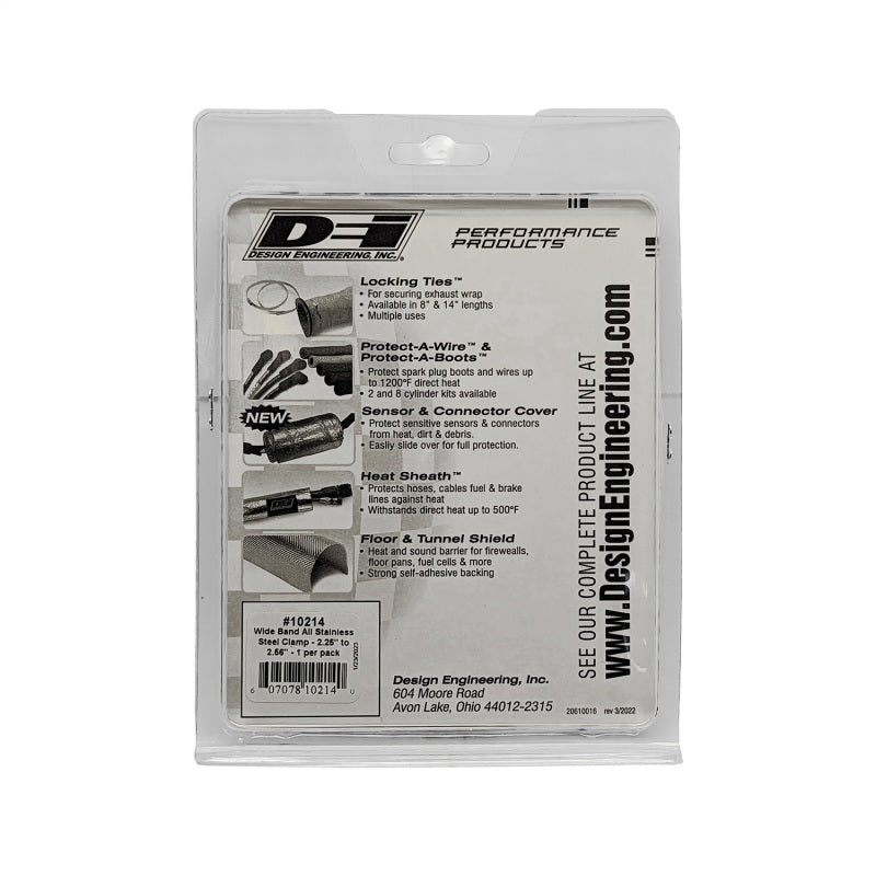 DEI Stainless Clamp 2.25in to 2.56in - Wide Band Clamp 1 per pack DEI Stainless Clamp 2.25in to 2.56in - Wide Band Clamp 1 per pack