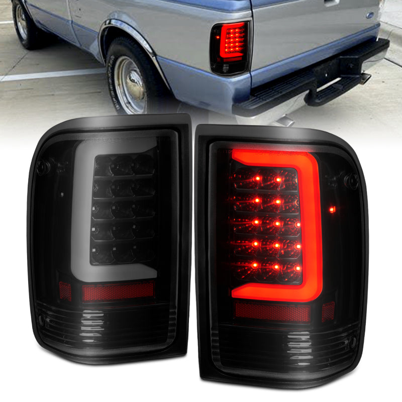 ANZO 1993-1997 Ford  Ranger LED Tail Lights w/ Light Bar Black Housing Smoked Lens ANZO 1993-1997 Ford  Ranger LED Tail Lights w/ Light Bar Black Housing Smoked Lens